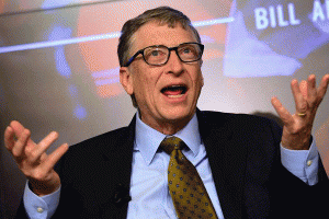 Bill Gates, founder of the Bill and Melinda Gates Foundation (BMGF) gestures as he takes part in a discussion organised by The Economist about expected breakthroughs in the next 15 years in health, education, farming and banking on January 22, 2015 in Brussels. BMGF has come under criticism for “using its wealth to influence policymaking in Kenya and other African countries”. PHOTO | EMMANUEL DUNAND |  AFP