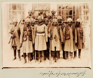 Slaves who were not eunuchs were sometimes assigned to the armies of the Qajar elites. The 14 pictured here belonged to Qajar prince Zell-e-Soltan, Ghameshlou, Isfahan, 1904. Photograph: Zell-e-Soltan/Kimia Foundation 