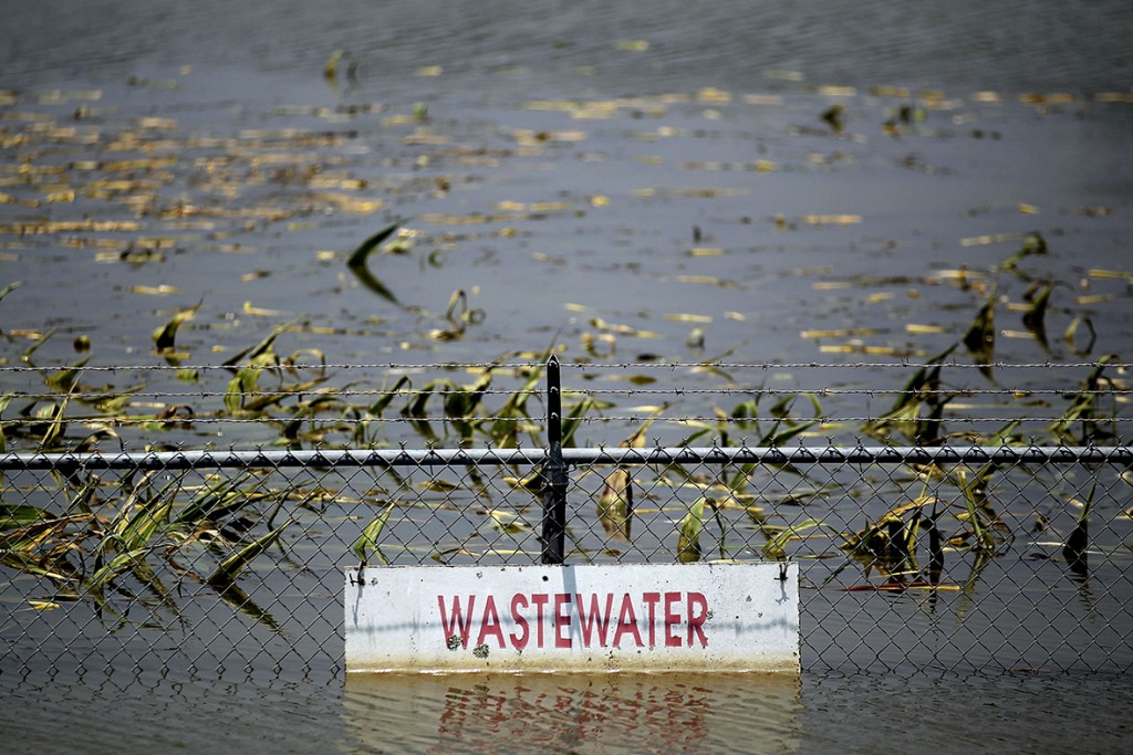 22 May, 2011: A wastewater treatment plant is submerged by the Yazoo River floodwaters near Yazoo City, Yazoo County, MississippiMario Tama/ Getty Images