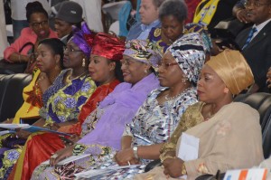 R-L: Sen. Fatimah Raji-Rasaki, Mrs. Bisi Adeleye-Fayemi, Sen. Aisha Alhassan, Head of UN missions in Nigeria, Mrs. Fatima Samoura, UN Women representative in Nigeria, Dr. Grace Ongile