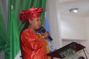 Head of UN missions in Nigeria, Fatima Samoura delivering her speech.
