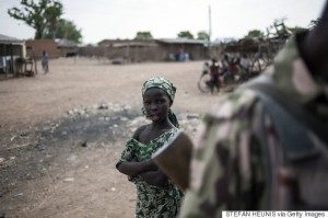 A girl in Mbalala, a town in Borno state in northeast Nigeria, on March 25. (STEFAN HEUNIS/AFP/Getty Images) 