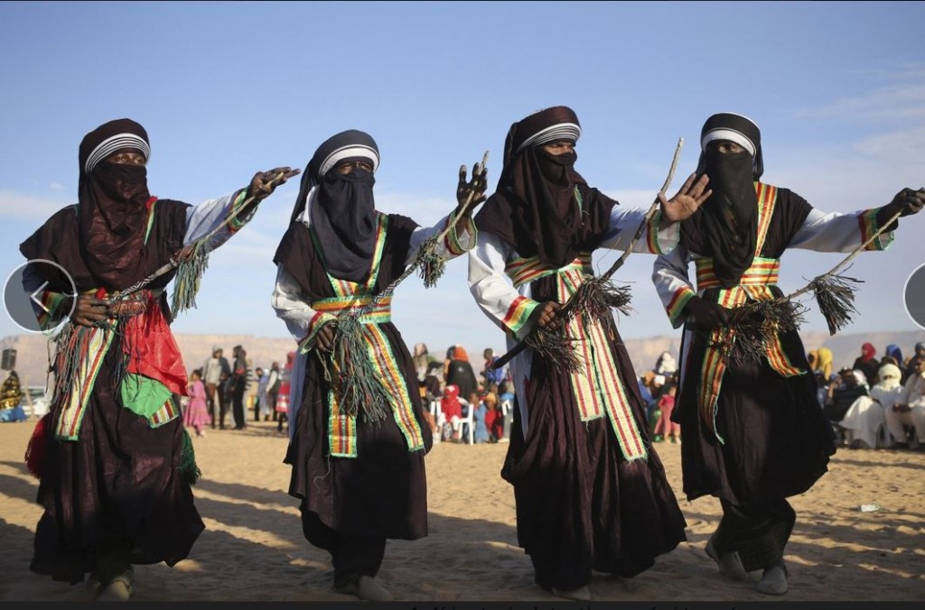 A Tuareg band performs a traditional dance during the 19th Ghat Festival of Culture and Tourism, in Ghat, Libya. Photo: Reuters