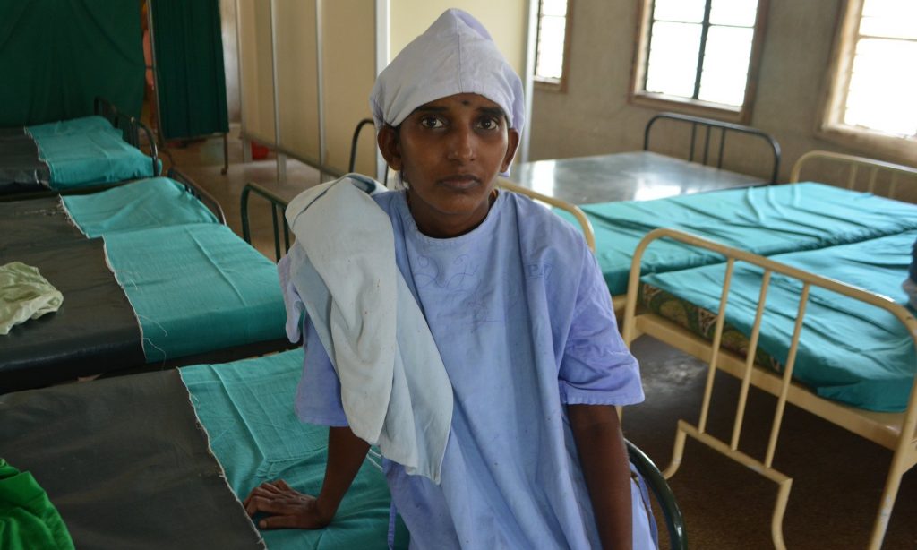 Susheela is getting sterilised at a family planning clinic in Ellis Nagar, Madurai, only days after giving birth