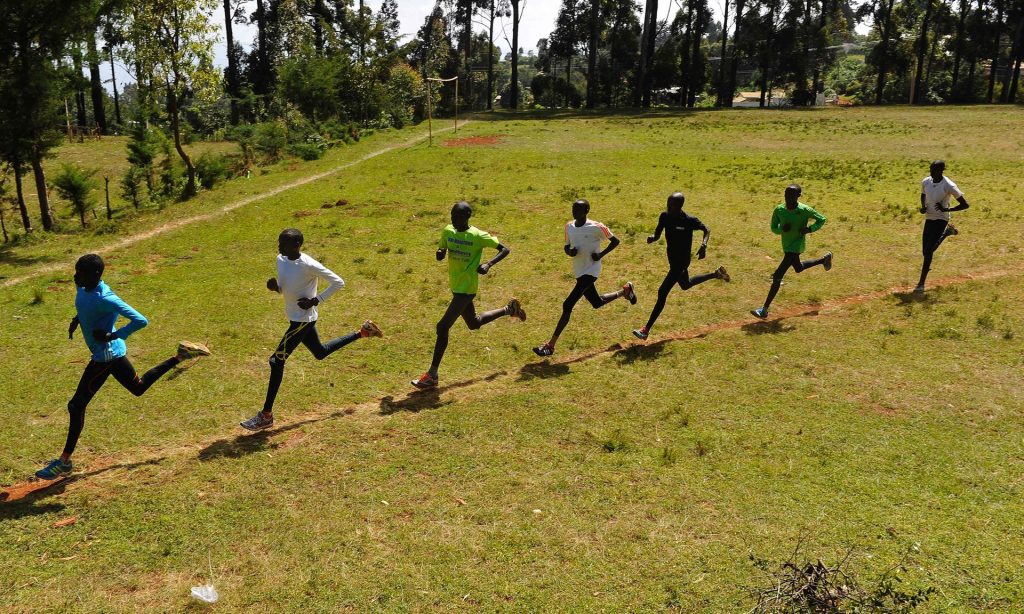 Kenyan athletes during their training in Iten in the Rift Valley in January. Photograph: Simon Maina/AFP/Getty Images