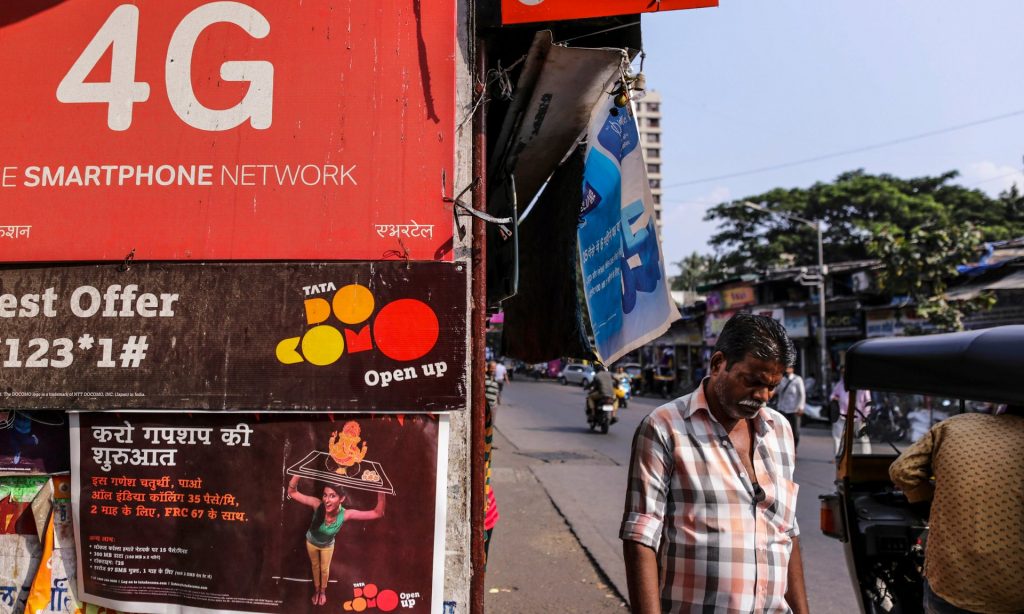 Advertisements for telecom operators at a store in Mumbai, India. Indian firm Bharti Airtel was adjudged the most transparent company. Photograph: Bloomberg/Bloomberg via Getty Images