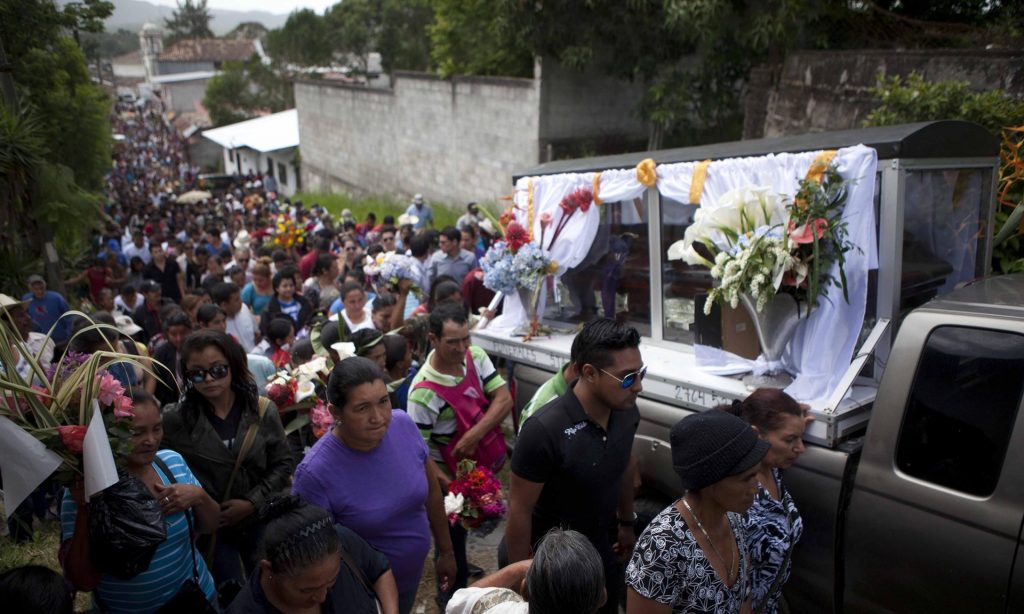 The funeral of activist Lesbia Yaneth Urquía in Marcala, Honduras. Photograph: Gustavo Amador/EPA