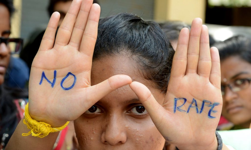 Students take part in a protest against rape in Hyderabad, southern India. Such protests are largely confined to urban areas. Photograph: Noah Seelam/AFP/Getty Images