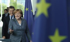 Rightwing populist parties have suffered a drop in approval ratings whereas establishment parties such as Angela Merkel’s CDU have enjoyed gains. Photograph: Sean Gallup/Getty Images
