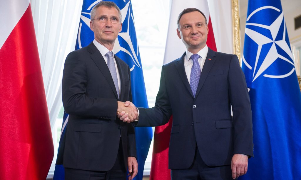 Nato’s Jens Stoltenberg, left, and Andrzej Duda insist that the EU referendum result will not affect the alliance. Photograph: East News/Rex/Shutterstock