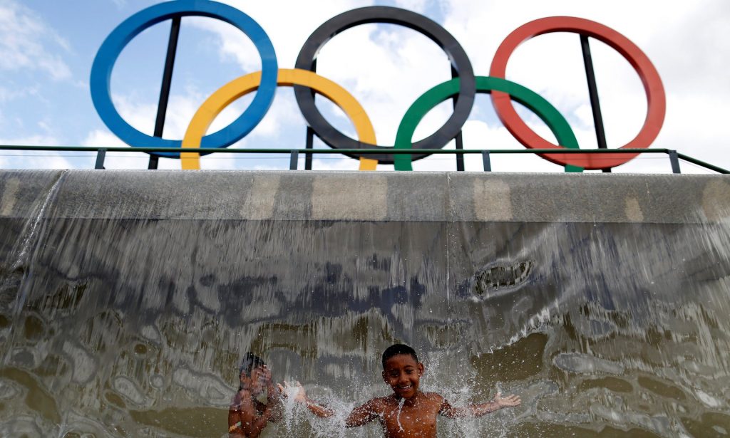 Olympic rings at Madureira Park in Rio de Janeiro. Is the country ready for another major sporting event? Photograph: Bruno Kelly/Reuters