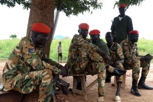 SPLA soldiers from the Dinka tribe at the barracks in Wau, South Sudan. Photograph: Simona Foltýn