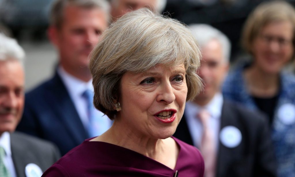 Home secretary Theresa May:’She is so obviously cast as the nation’s nanny. She will be tough but fair.’ Photograph: Jonathan Brady/PA
