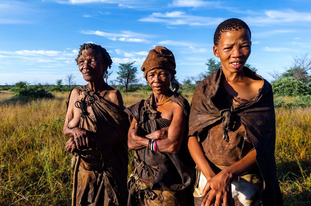 Three generations of women in a San Bushmen family. Photograph: Jason Edwards/National Geographic/Getty Images 