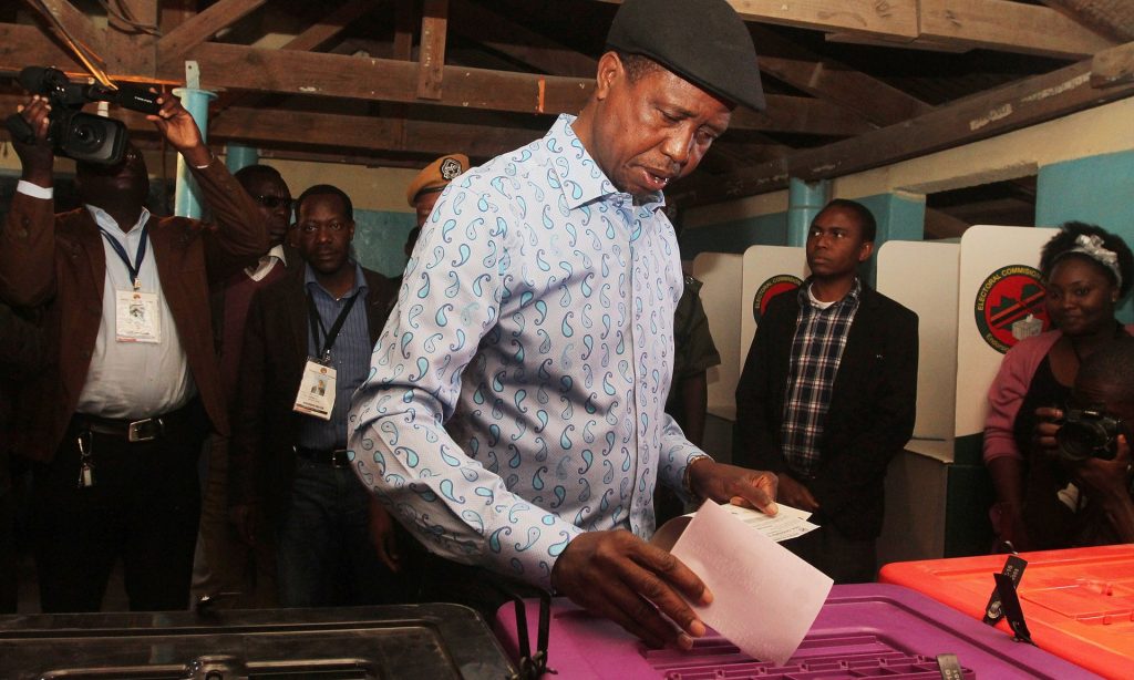 Edgar Lungu casting his vote in Lusaka last week. Photograph: Dawood Salim/AFP/Getty Images