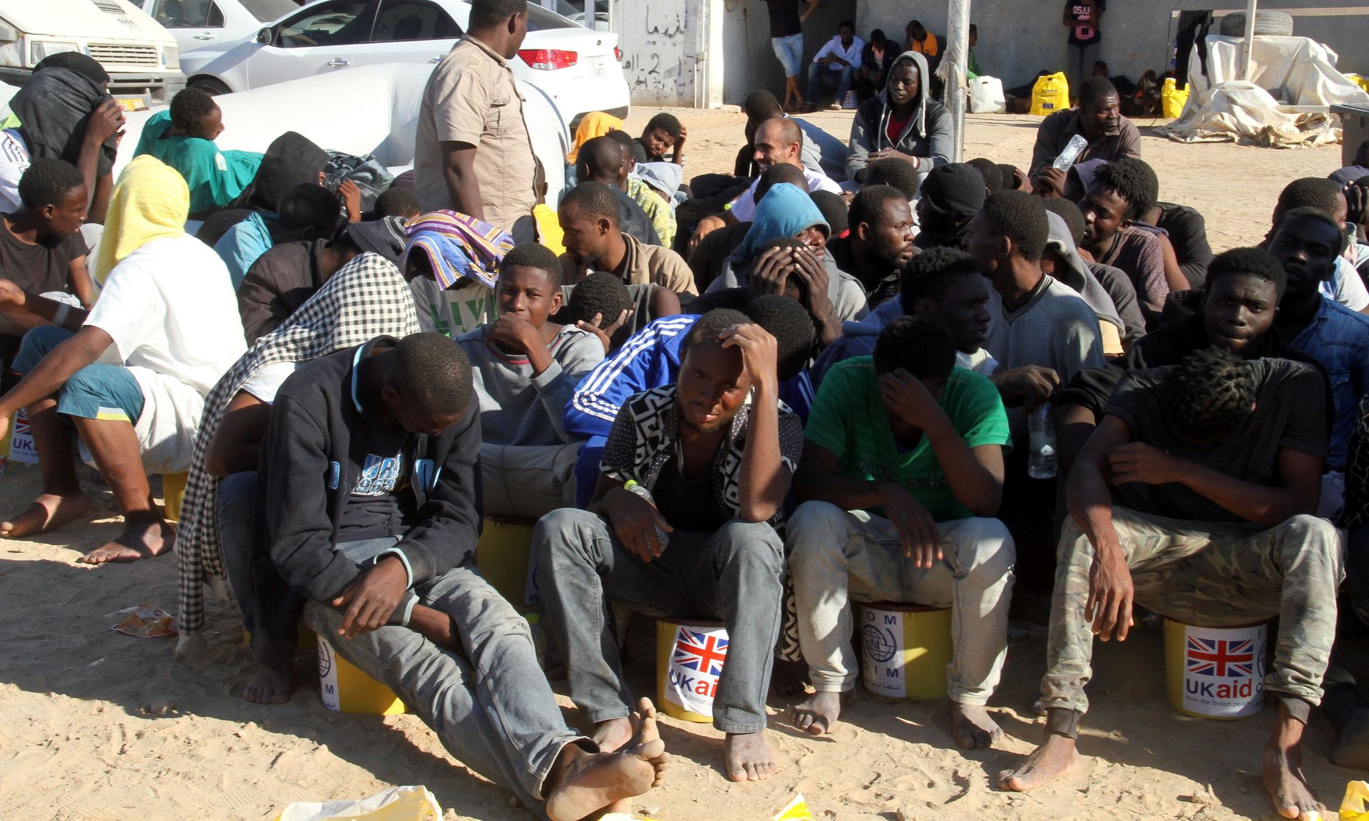 Illegal migrants in a port east of the Libyan capital, Tripoli. Hulme argues that ‘any serious attempt to reduce the flow of Africans crossing the Mediterranean … entails rich nations actively promoting economic growth and job creation in Africa’. Photograph: AFP/Getty