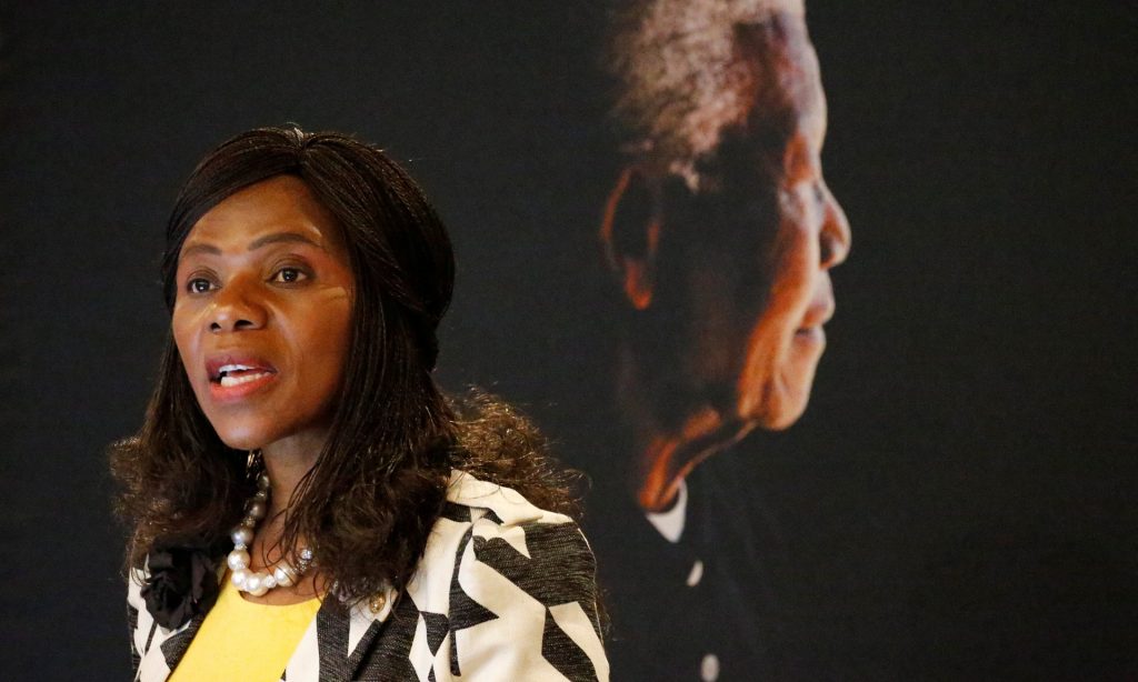 Thuli Madonsela speaking at the Nelson Mandela Foundation in Johannesburg in May. Photograph: Siphiwe Sibeko/Reuters