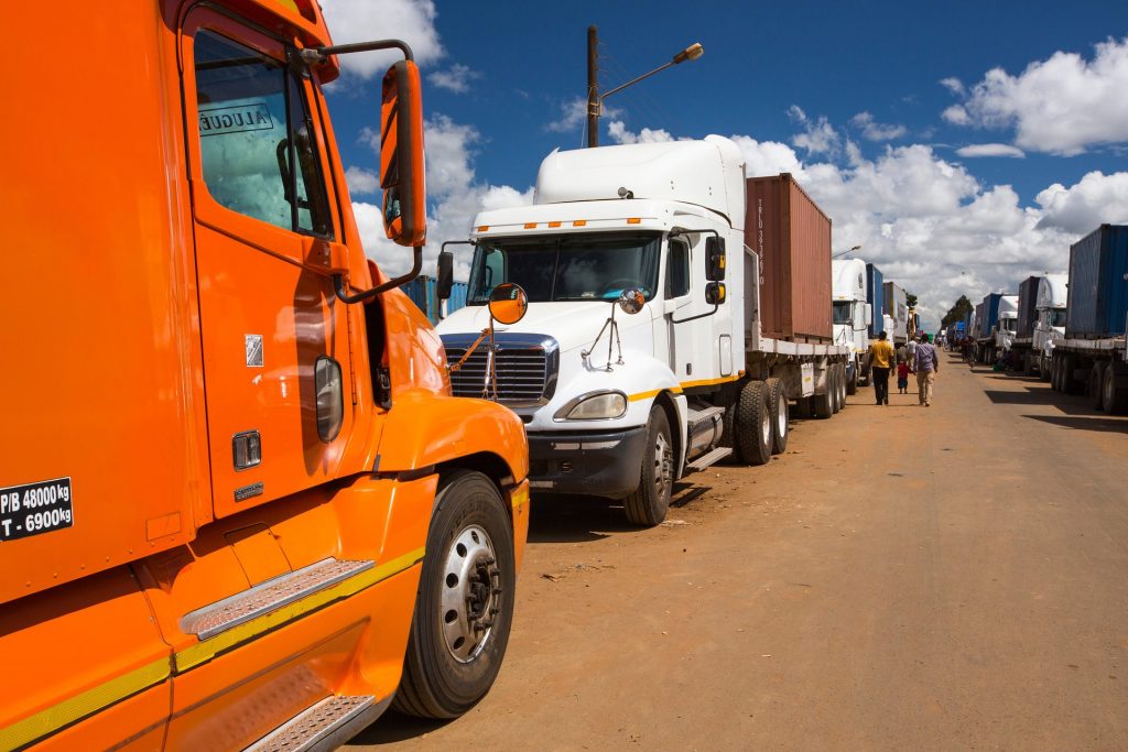 Trucks on Malawi’s border wait to cross into Mozambique. Photograph: Ashley Cooper/Alamy