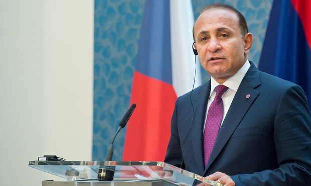 Hovik Abrahamyan said he was stepping down as prime minister to ‘give a chance’ to a new government, following recent protests. Photograph: CTK/Alamy