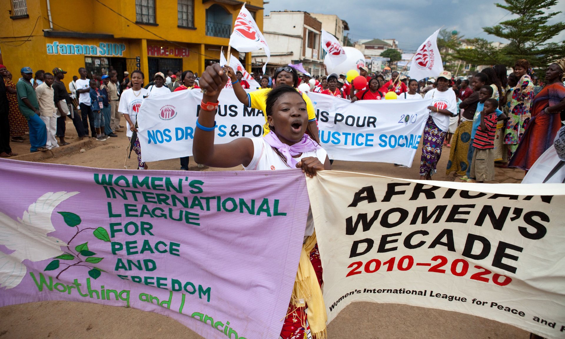 Women in Bukavu, in the Democratic Republic of the Congo’s South Kivu province, participate in the World March of Women in October 2010. Photograph: Gwenn Dubourthoumieu/AFP/Getty Images