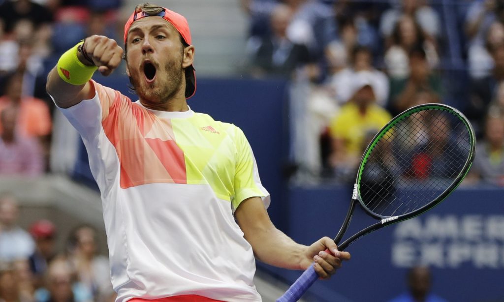 Lucas Pouille is in his second successive grand slam quarter-final after victory over Rafael Nadal. Photograph: Darron Cummings/AP
