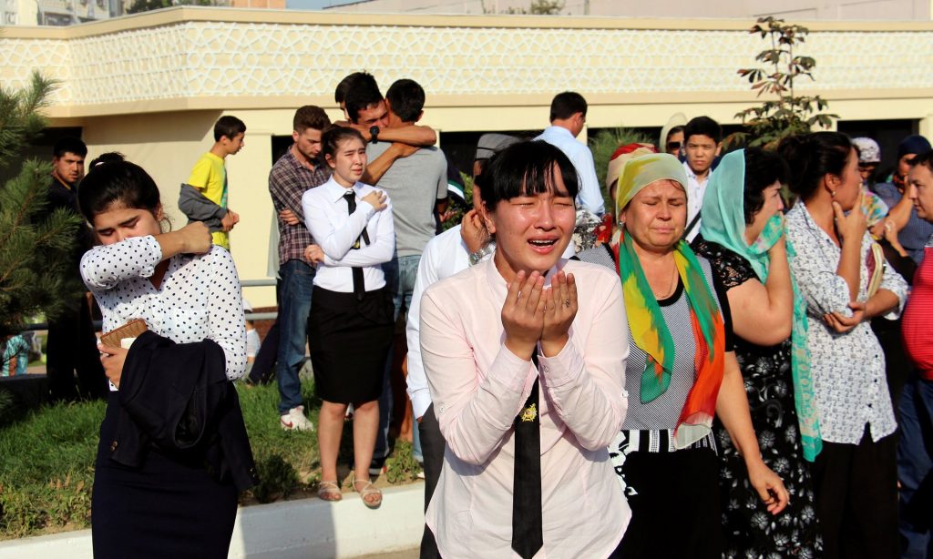 Uzbeks mourn the Islam Karimov in Tashkent on Saturday. Photograph: STRINGER/Reuters
