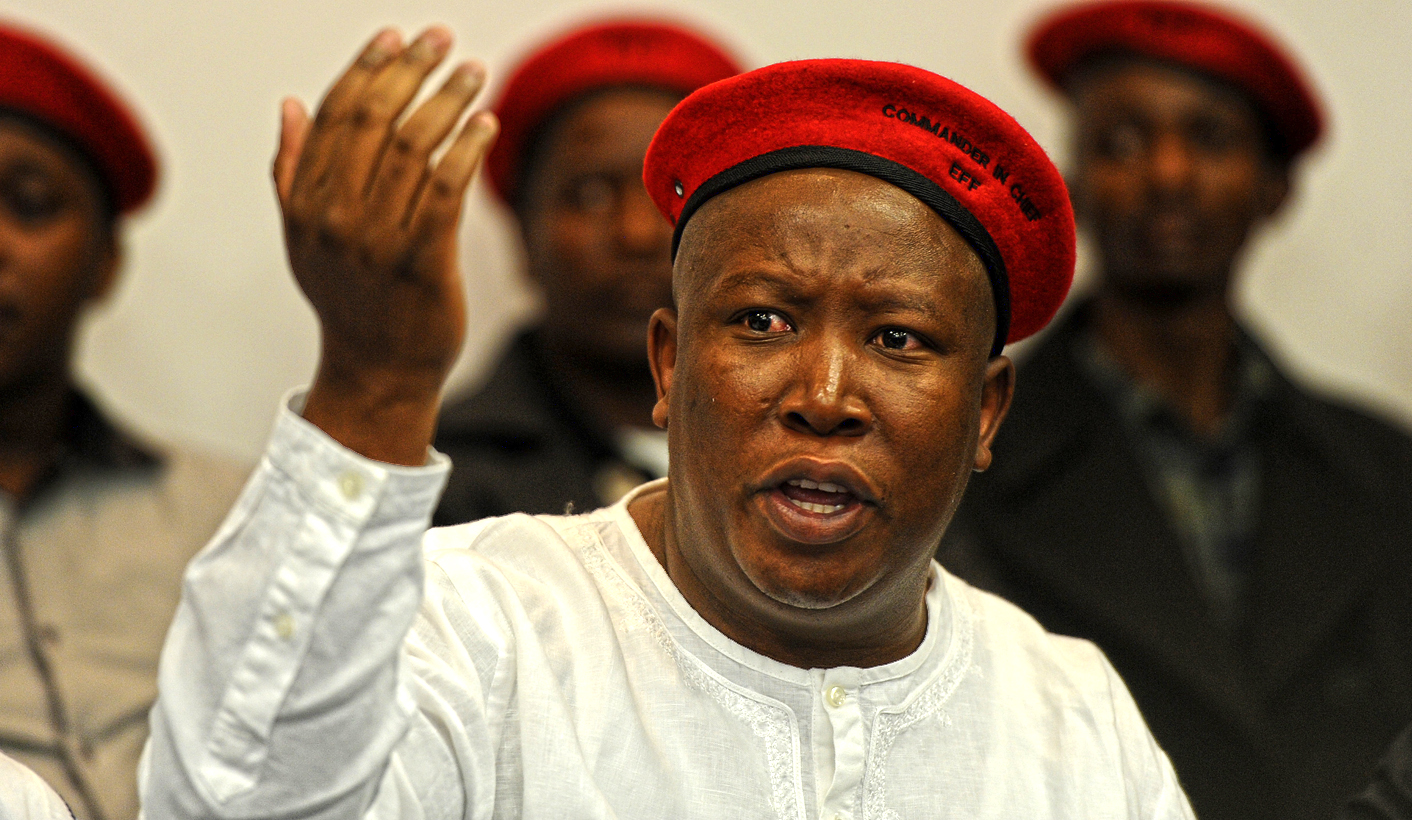 Economic Freedom Fighters (EFF) leader Julius Malema is seen at the protest movement's launch on Thursday, 11 July 2013. The EFF was different to other African National Congress breakaway parties, the expelled ANC Youth League president said at Constitution Hill, Johannesburg."We are not like Agang [SA] and all of them... We have a completely different plan." This plan included the non-negotiable principles of land expropriation and nationalisation of mines, both without compensation. The EFF sought to move away from a discourse of reconciliation to one of justice, Malema said. The EFF would hold a conference in Soweto on July 26 and 27 to work out its policies and manifesto. Picture: Werner Beukes/SAPA