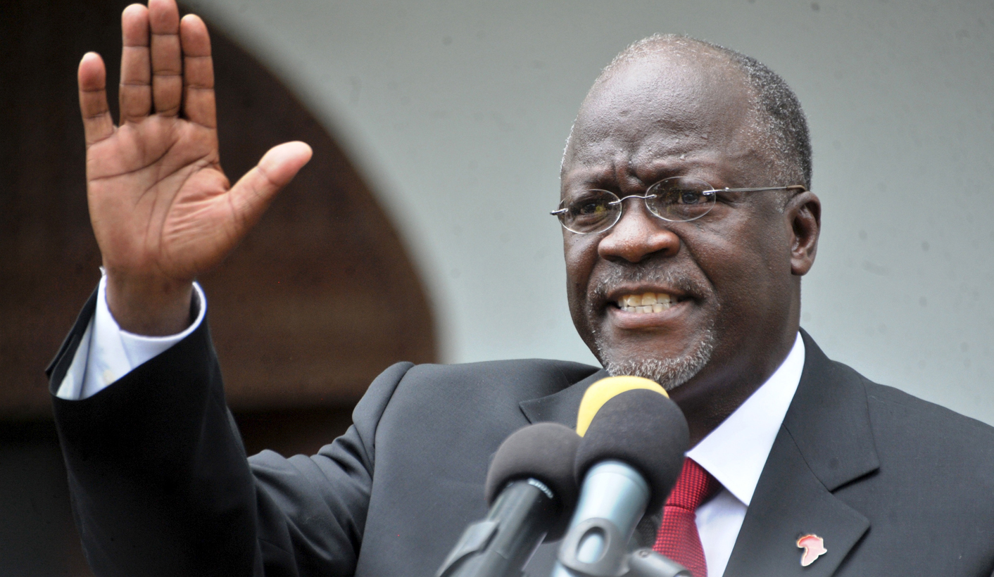 Tanzania's President elect John Pombe Magufuli addresses members of the ruling Chama Cha Mapinduzi Party (CCM) at the party's sub-head office on Lumumba road in Dar es Salaam, October 30, 2015. Tanzania's ruling party candidate, John Magufuli, was declared winner on Thursday of a presidential election, after the national electoral body dismissed opposition complaints about the process and a demand for a recount. The election has been the most hotly contested race in the more than half a century of rule by the Chama Cha Mapinduzi Party, which fielded Magufuli, 56, a minister for public works. REUTERS/Sadi Said - RTX1TYDQ