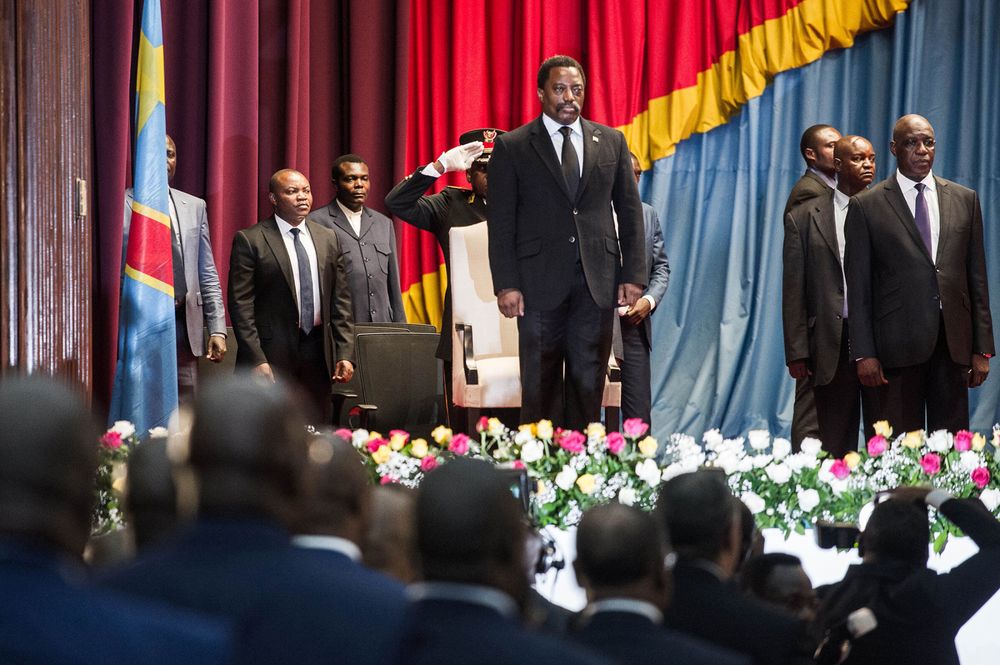 Joseph Kabila arrives to deliver a speech at the Palace of the People in Kinshasa on April 5, 2017. Photographer: Junior D. Kannah/AFP/Getty Images