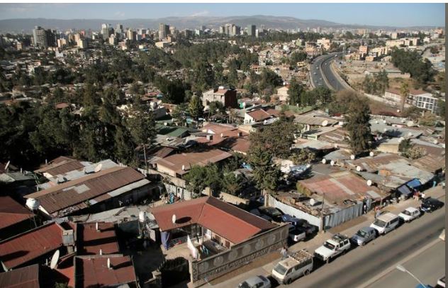 An aerial view shows residential estates in Addis Ababa, Ethiopia February 15, 2018. REUTERS/Tiksa Negeri