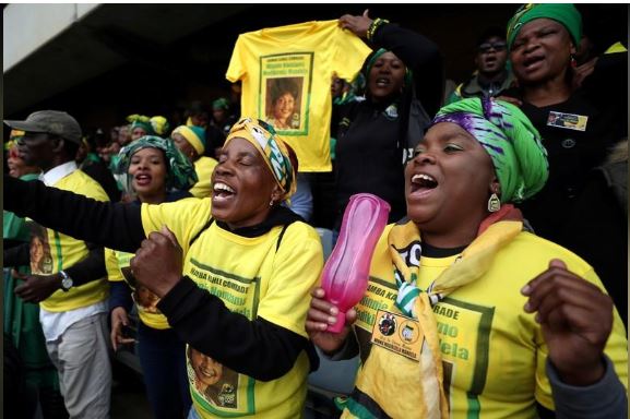 Mourners pay their respects at a memorial service for Winnie Madikizela-Mandela at Orlando Stadium in Johannesburg's Soweto township, South Africa April 11, 2018. REUTERS/Mike Hutchings