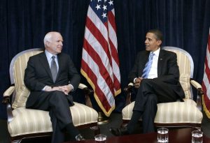 McCain with Obama in Chicago on Nov. 17, 2008. Photographer: Frank Polich/Bloomberg