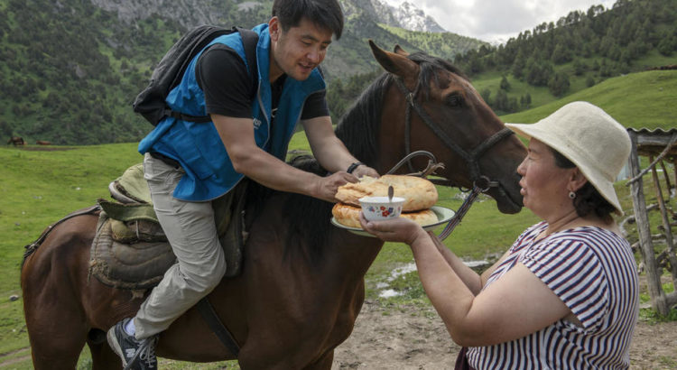 Azizbek Ashurov is welcomed with traditional bread and horse's milk, as he leads the Ferghana Valley Lawyers Without Borders mobile team on a visit to a community of formerly stateless persons in a remote area of Kyrgyzstan. ; Ferghana Valley Lawyers Without Borders, headed by Ashurov, was first established in 2003 to offer free legal advice. It began tackling statelessness in 2007 and, in 2014, funding from UNHCR, the UN Refugee Agency, helped to set up mobile legal clinics and map the problem. Working with the Kyrgyz government, they have helped well over 10,000 people to gain Kyrgyz nationality after they became stateless following the dissolution of the Soviet Union. Among them, some 2,000 children will now have the right to an education and a future with the freedom to travel, marry and work. For his efforts helping the country become the first country in the world to end statelessness, Director Azizbek Ashurov has won the 2019 UNHCR  Nansen Refugee Award.  Statelessness limits access to basic rights such as employment, education and healthcare. UNHCR is striving to meet the goal of its #IBelong Campaign to End Statelessness by 2024.