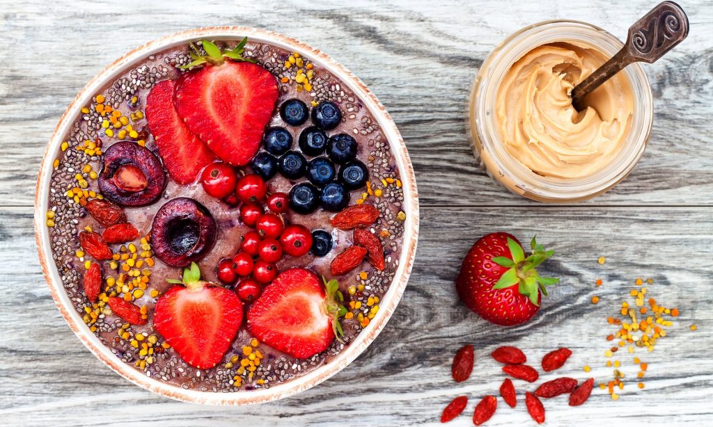 Breakfast of champions? A superfoods smoothie bowl with chia seeds and goji berries. Photograph: Sveta Zarzamora/Getty Images/iStockphoto