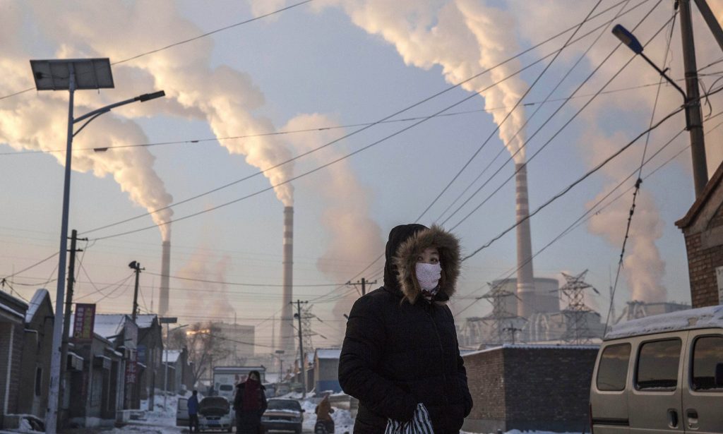 A history of heavy dependence on burning coal for energy has made China the source of nearly a third of the world’s total carbon dioxide (CO2) emissions. Photograph: Kevin Frayer/Getty Images
