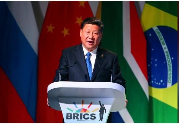 China's President Xi Jinping speaks at the BRICS Summit in Johannesburg, South Africa, July 25, 2018. REUTERS/Mike Hutchings