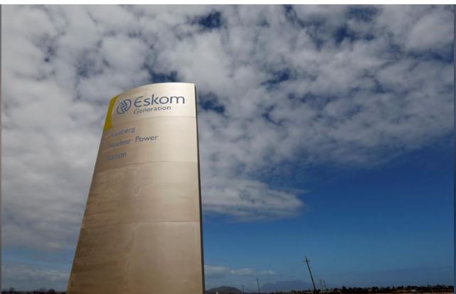 The logo of state power utility Eskom is seen outside the Koeberg nuclear power plant near Cape Town, South Africa, March 20, 2016. REUTERS/Mike Hutchings/File Photo